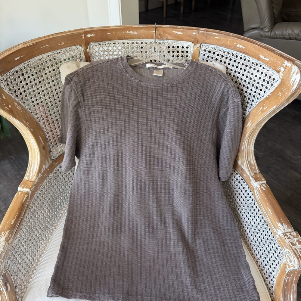 Men’s Perry Ellis Ribbed Short Sleeve Tee — Taupe Gray, XL